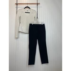 Banana Republic & Calvin Klein V Neck Crochet Trim Sweater & Avery Pants SET XS